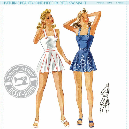 PRINTED PATTERN- Bathing Beauty- 1940's Swim Suit Pattern- 30"-40" Bust