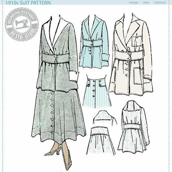 PRINTED PATTERN- 1910s Suit- Jacket- Skirt- Pattern Circa 1916- Wearin ...