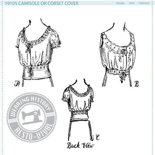 PRINTED PATTERN- 1910s Camisole or Corset Cover Pattern- Wearing History