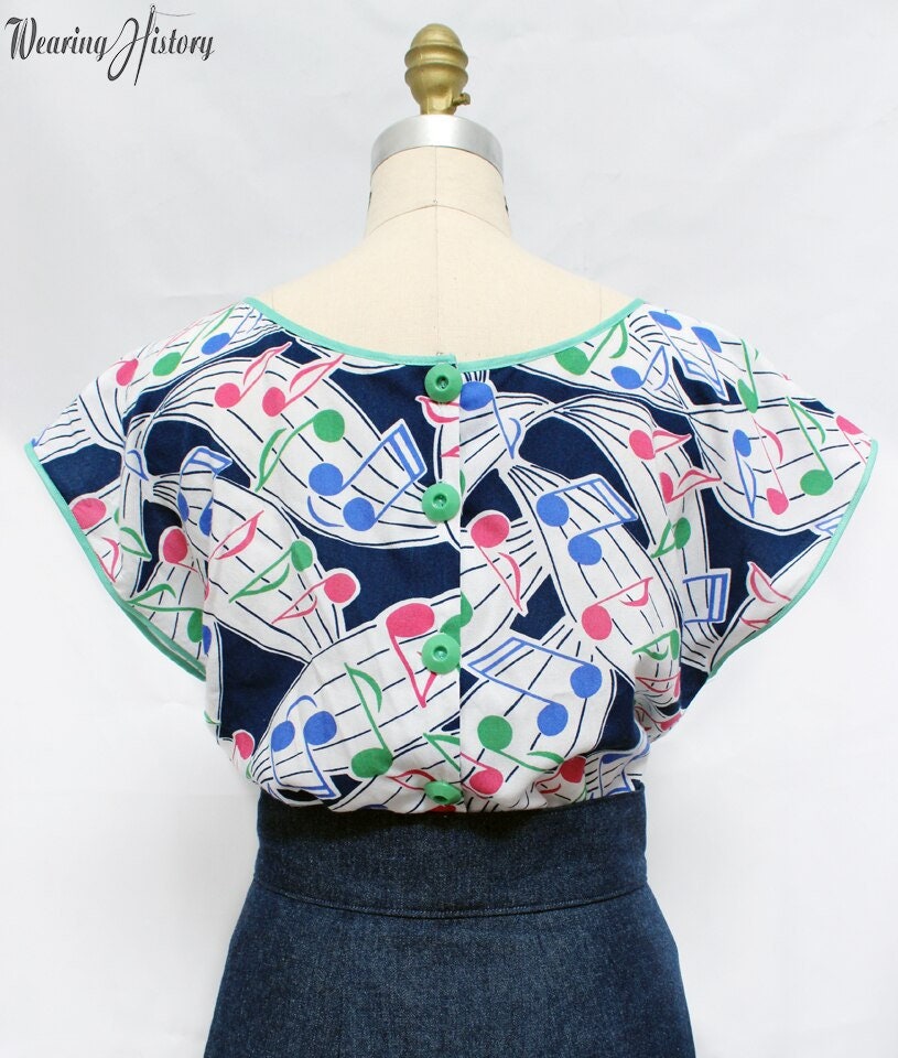 PRINTED PATTERN- Lana- 1940's Blouse and Crop Tops Pattern- 30"-42" Bust