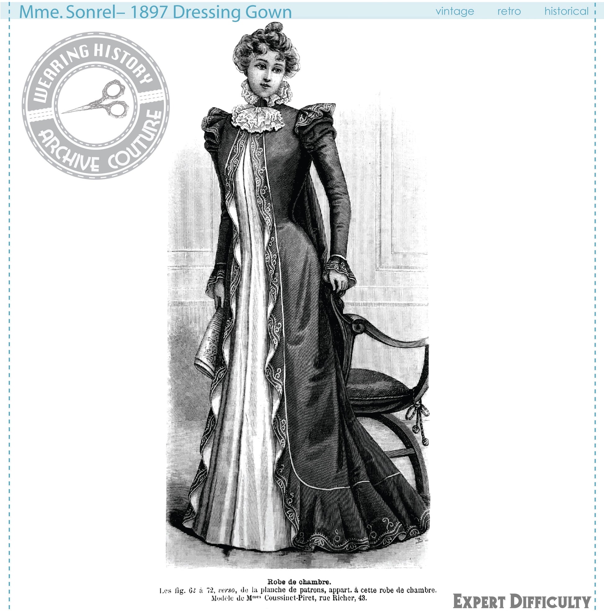 PRINTED PATTERN- 1890s Victorian Dressing Gown- Tea Gown- Wrapper