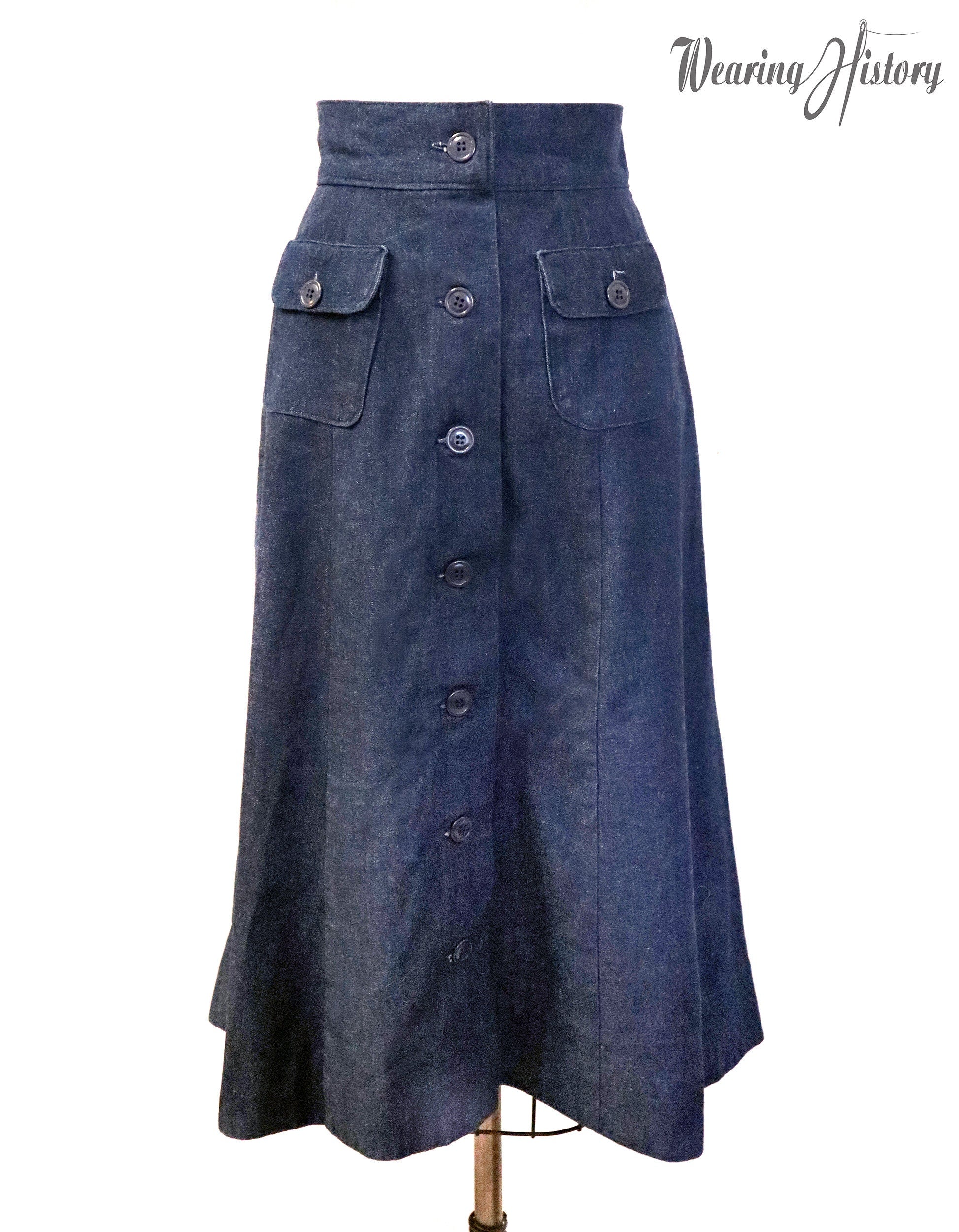 Long blue 2025 jean skirts 1940s