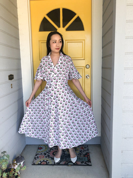 E-Pattern- 1950s "Jeannie" Wrap Dress & House Coat Pattern- Sizes 30-46" Bust
