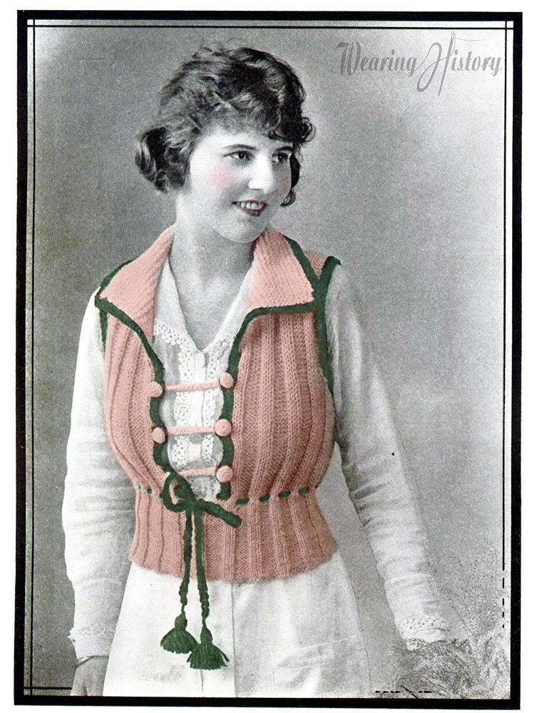 1919 Ribbed Pullover Sweater Vest Knitting Pattern 34"-36" Bust