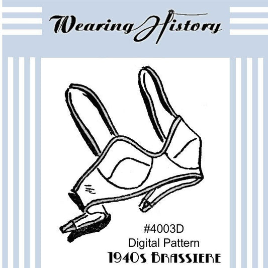 E-Pattern- 1940s Brassiere Bra Sewing Pattern- Size 32-34" Bust