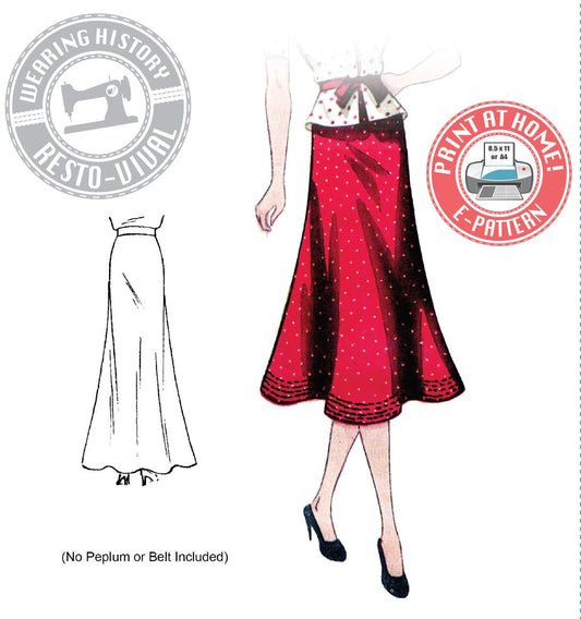 E-Pattern-1930s Day or Evening Bias Skirt Pattern- Waist 26"-40"