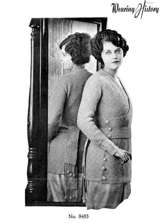 1920s Clever Buttoning Sweater Knitting - Knitting Pattern- 36-38" Bust