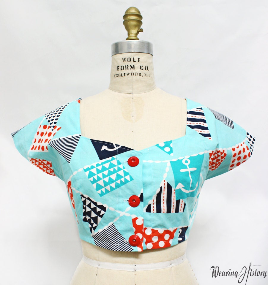 E-PATTERN-Lana- 1940s Blouse and Crop Tops Pattern- 30"-42" Bust