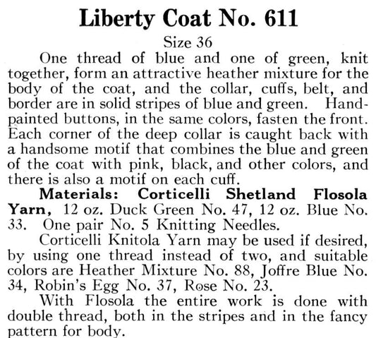 1910s WWI Liberty Sweater Coat and Hat Knitting Pattern