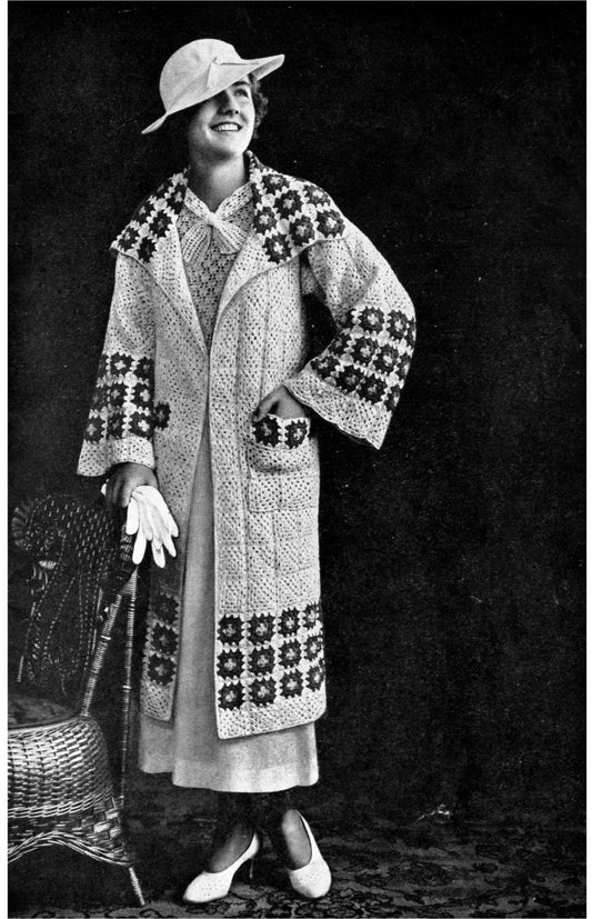 1930s Granny Square Sports Coat- Crochet Pattern- 36" Bust
