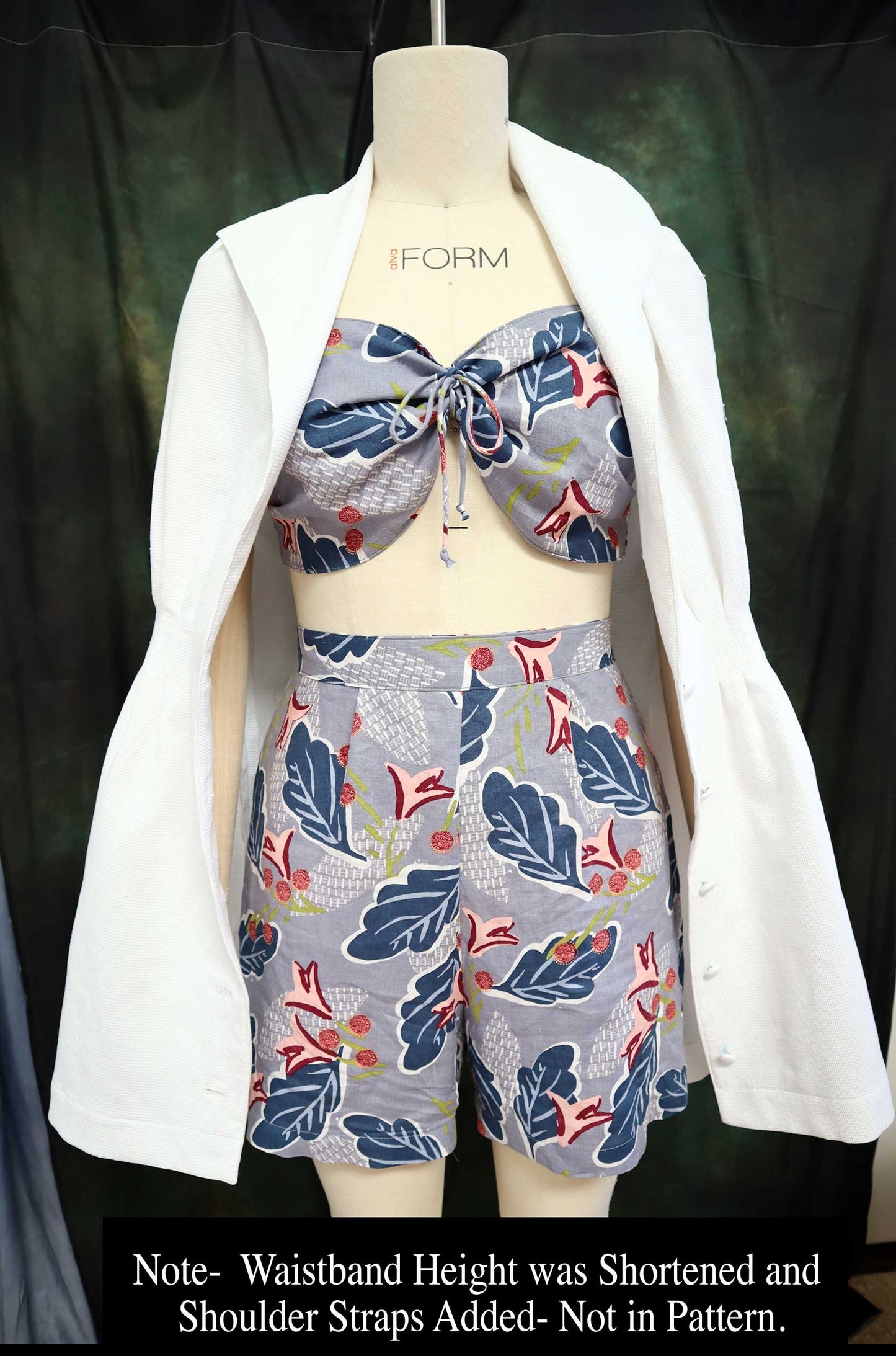 Printed Pattern- Circa 1950 Laguna Beach Set- Bra Top, Shorts, and Beach Coat