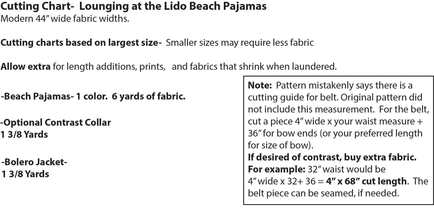 E-Pattern- Lounging at the Lido- 1930s Beach or Lounging Pyjamas and Eton Jacket- 30"-46” Bust