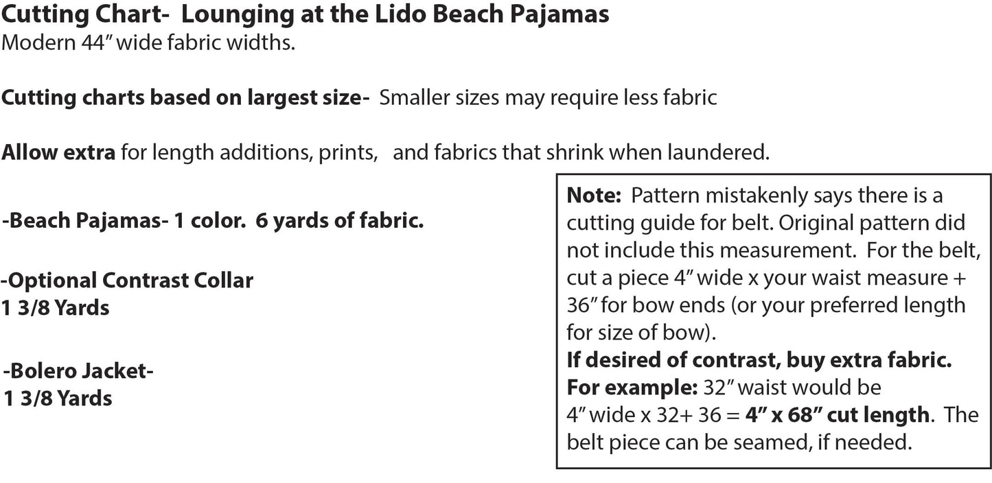 PRINTED PATTERN- Lounging at the Lido- 1930s Beach or Lounging Pajamas and Eton Jacket- 30"-46" Bust